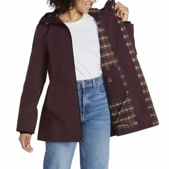 NWT Pendleton Water & Wind Resistant Rain Jacket with pockets in Burgundy, sz S - Picture 1 of 7
